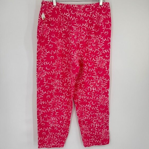 Talbots Women’s Size 16 Pink Floral Print Cotton Pants ankle new - Picture 12 of 13